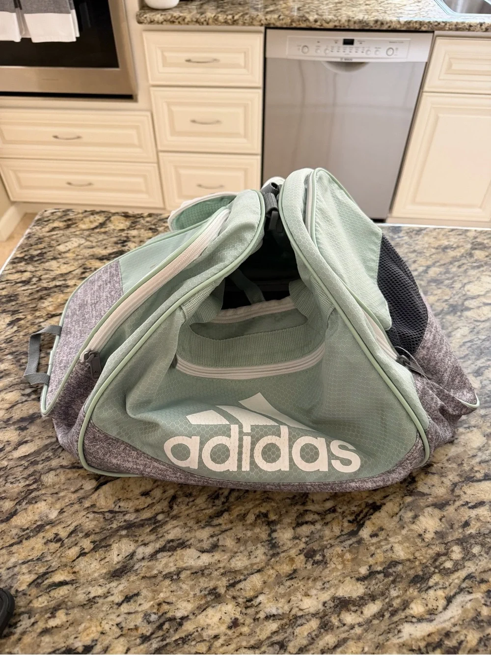 adidas Mint Green Gym Duffel Bag with White Logo